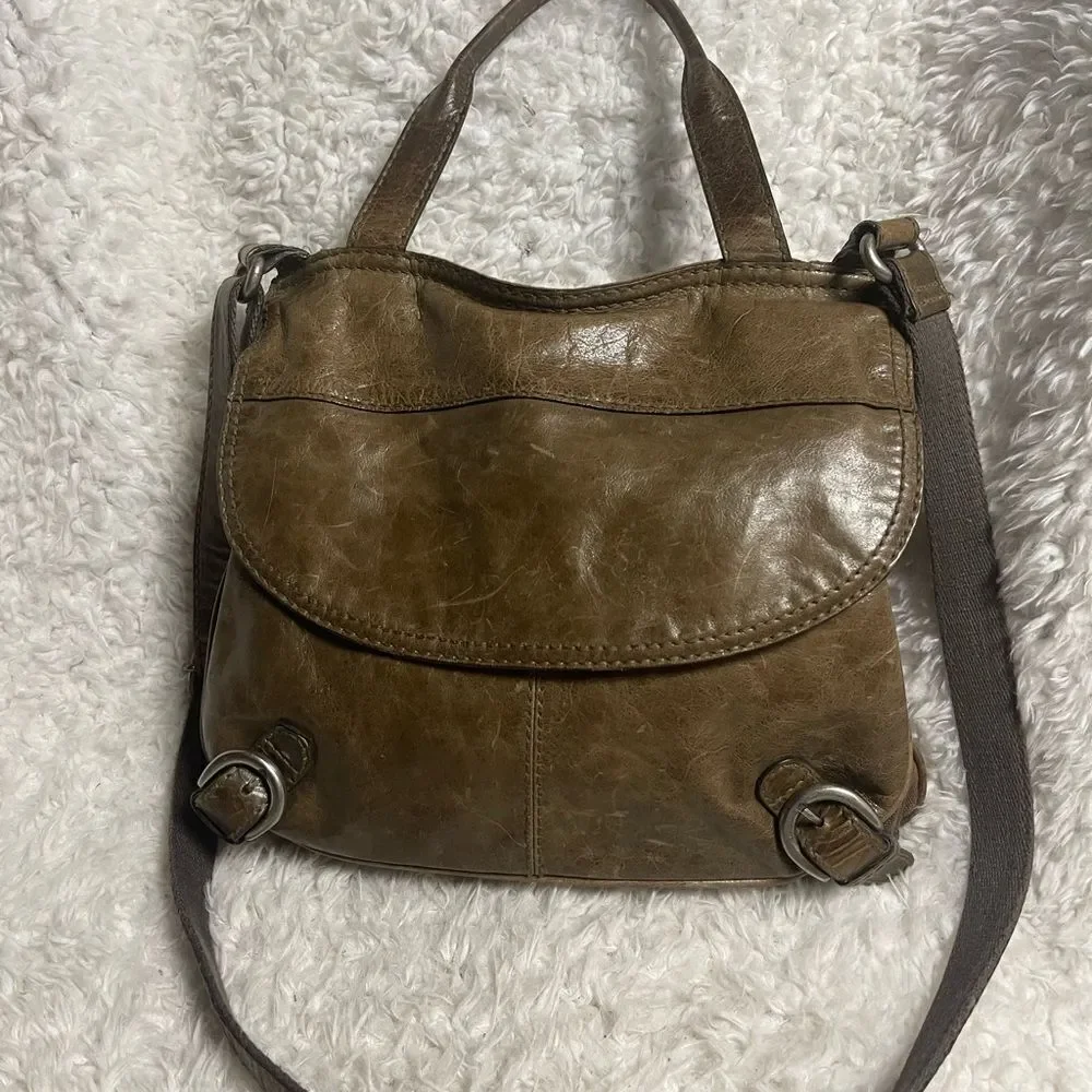 FOSSIL Long Live Vintage leather Distressed Brown&Canvas Messenger Crossbody Bag
